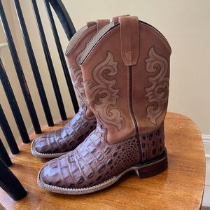Boys Brown Exotic Leather Western Boots - 2.5-D